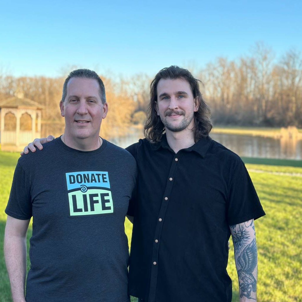 Jason Colline with his son, who served as his living liver donor during his Stage IV colon cancer journey.